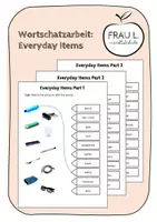 Vorschau - Arbeitsblätter - Wortschatzübung zu Vokabeln rund um "Everyday Items" - Deckblatt