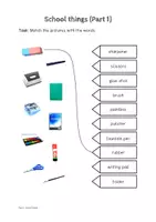 Vorschau - Arbeitsblätter - Wortschatzübung zu Vokabeln rund um "School things" - Seite 1