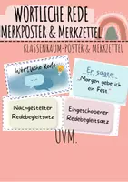 Vorschau - Arbeitsblätter - Wörtliche Rede: Merkposter & Merkzettel - Deckblatt