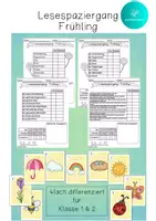 Vorschau - Arbeitsblätter - Lesespaziergang Frühling - 4 Differenzierungen - Deckblatt