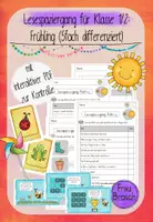 Vorschau - Arbeitsblätter - Lesespaziergang für Klasse 1/2: Frühling (5fach differenziert) - Deckblatt