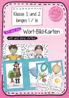 Vorschau - Stationenlernen - Buchstabeneinführung langes i / ie - Wort-Bildkarten (1. Klasse) - Deckblatt