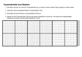 Vorschau - Arbeitsblätter - Tausendertafel (zum Basteln) (Zahlenraum bis 1000) - Deckblatt