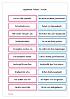 Vorschau - Aufgabenkarten - Legekarten: Präsens und Perfekt - Deckblatt