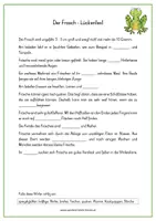 Vorschau - Arbeitsblätter - Lückentext mit Kopiervorlagen zum Frosch - Seite 1