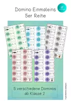 Vorschau - Arbeitsblätter - Domino Einmaleins 5er Reihe - Malreihen von 5 - Deckblatt
