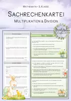 Vorschau - Arbeitsblätter - Rechenkartei + Arbeitsblatt Sachaufgaben Multiplikation Division 3. Klasse - Deckblatt