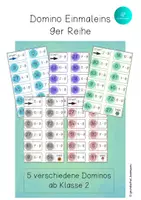 Vorschau - Arbeitsblätter - Domino Einmaleins 9er Reihe - Malreihen von 9 - Deckblatt