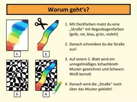 Vorschau - Stundenentwürfe - KUNST Schritt für Schritt: Op-Art Regenbogen-Straße (Deckfarben/Filzstifte) - Seite 1