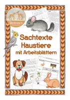 Vorschau - Arbeitsblätter - Sachtexte Haustiere mit Arbeitsblättern - Deckblatt