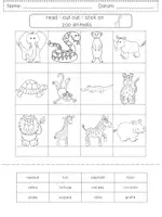 Vorschau - Arbeitsblätter - read - cut out - stick on --- Tiere Englisch Lesegitter animals - Seite 3