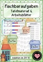 Vorschau - Arbeitsblätter - Nachbaraufgaben: Tafelmaterial & Arbeitsblätter (Addition im ZR 10) - Deckblatt