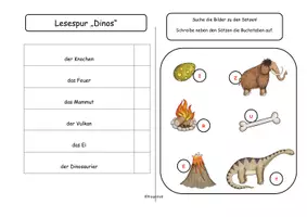 Vorschau - Arbeitsblätter - Lesespur Dinos 1 (Wortebene), differenziert als Satzebene! - Deckblatt