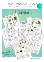 Vorschau - Arbeitsblätter - lesen schneiden kleben FRÜHBLÜHER Lesegitter - Deckblatt