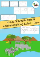 Vorschau - Mal- und Bastelvorlagen - Kunst: Zeichenvorlagen: Schritt für Schritt Anleitungen: Safari - Tiere - Deckblatt