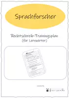 Vorschau - Arbeitsblätter - Lernwörter Trainingsplan - Deckblatt