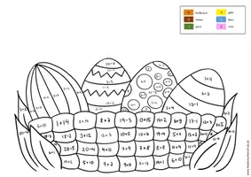 Vorschau - Arbeitsblätter - Malen nach Zahlen - Addition und Subtraktion bis 20 - Ostern - Seite 2