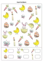Vorschau - Arbeitsblätter - Math Counting Easter Objects / Mathe Zählen von Osterobjekten - Seite 1