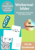 Vorschau - Arbeitsblätter - Set von 55 Weitermalbilder für Kunst, Zwischendurch, Home-Schooling, Vertretung und Ferien - Deckblatt