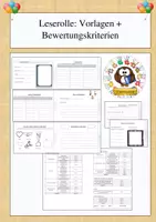 Vorschau - Arbeitsblätter - Leserolle Buchvorstellung - Vorlagen + Bewertungskriterien (als PDF und Word-Datei) - Deckblatt