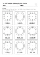 Vorschau - Arbeitsblätter - Uhr lesen - Uhrzeiten darstellen (gemischte Uhrzeiten) (Uhr lesen) - Seite 2