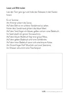 Vorschau - Arbeitsblätter - Sommer Lesen und Bild malen - Deckblatt