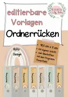 Vorschau - Mal- und Bastelvorlagen - Ordnerrücken im Boho Design (18,5 cm x 5 cm, breite Ordner) - Deckblatt