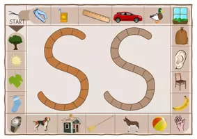 Vorschau - Stationenlernen - Buchstabe S - Würfelspiel: Wo hörst du S/ s - Seite 1