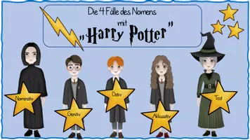 Vorschau - Arbeitsblätter - Die 4 Fälle des Nomens mit "Harry Potter" - Deckblatt