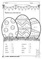 Vorschau - Arbeitsblätter - Ostern - Rechenmalblätter - ZR 20, 100 und Einmaleins - Seite 2