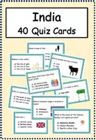 Vorschau - Aufgabenkarten - Quiz about India (40 Quiz Cards) - Deckblatt