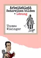 Vorschau - Arbeitsblätter - Satzreihen bilden + Lösung (Thema: Wikinger) - Deckblatt