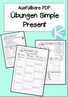 Vorschau - Arbeitsblätter - Simple Present Übungen - ausfüllbare PDF - Deckblatt