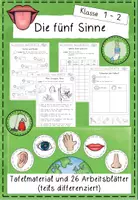 Vorschau - Arbeitsblätter - Die fünf Sinne (Klasse 1 und 2) - Deckblatt
