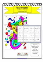 Vorschau - Arbeitsblätter - Rechenpuzzle zum Thema Fasching - Karneval - Seite 1