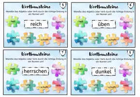 Vorschau - Spiele - Wortbausteine Nomen, Endungen -heit, -keit, usw. - Deckblatt