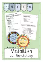 Vorschau - Mal- und Bastelvorlagen - Einschulung: Willkommensgruß-/Namensschild - Medallien - Deckblatt