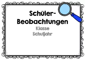 Vorschau - Anderer Materialtyp - Schülerbeobachtung in Klasse 1/2 - Kartei für Karteikarten im DIN A5-Format - Seite 1