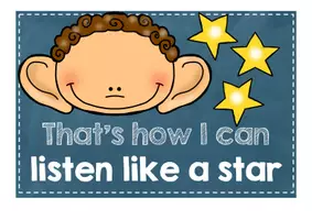 Vorschau - Bildkarten - That's how I can listen like a star - Listening comprehension - Tafelmaterial (Englisch) - Seite 1