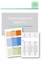 Vorschau - Arbeitsblätter - Zuordnungspuzzle Adjectives - Deckblatt