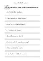 Vorschau - Arbeitsblätter - AB Subjekte erfragen Klasse 3 - Deckblatt