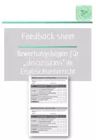 Vorschau - Arbeitsblätter - Evaluation for discussions - Bewertungs- und Einschätzungsbogen für Argumentationen im Englischunterricht - Deckblatt