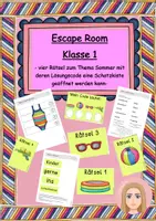 Vorschau - Unterrichtsreihen - Escape room Sommer Klasse 1, Rätsel - Deckblatt
