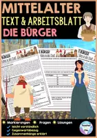 Vorschau - Arbeitsblätter - Mittelalter Ständegesellschaft - Die Bürger - Arbeitsblätter & Lösungen - Deckblatt
