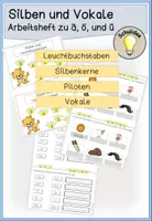 Vorschau - Arbeitsblätter - Silben + Leuchtbuchstaben äöü (Piloten, Vokale, Silbenkerne) - Deckblatt