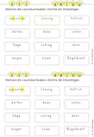 Vorschau - Arbeitsblätter - Silben + Leuchtbuchstaben äöü (Piloten, Vokale, Silbenkerne) - Seite 3
