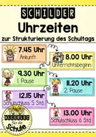 Vorschau - Poster - Wichtige Uhrzeiten zur Strukturierung des Schultags - Aushang für das Klassenzimmer - Deckblatt