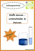 Vorschau - Klassenarbeiten - Klassenarbeit/Leistungsnachweis für NT/Chemie Klasse 5 *Thema: Stoffe* - Deckblatt