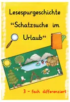 Vorschau - Fördermaterial/Inklusion - Lesespurgeschichte Schatzsuche im Urlaub interaktiv - Deckblatt