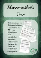 Vorschau - Test - Klassenarbeit: Tiere, differenziert - Deckblatt